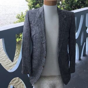 Ermenegildo Zegna Pure Herringbone Silk 3-Button Blazer Dress Coat Made in Italy